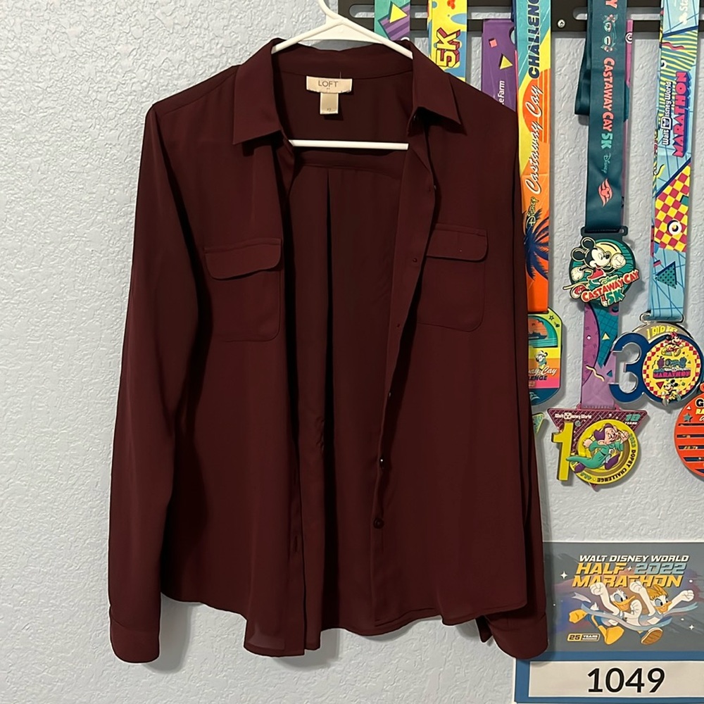 LOFT maroon button-up